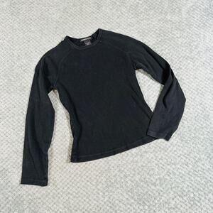 vintage y2k classic basic express cotton long sleeve semi-crop tshirt fitted xs